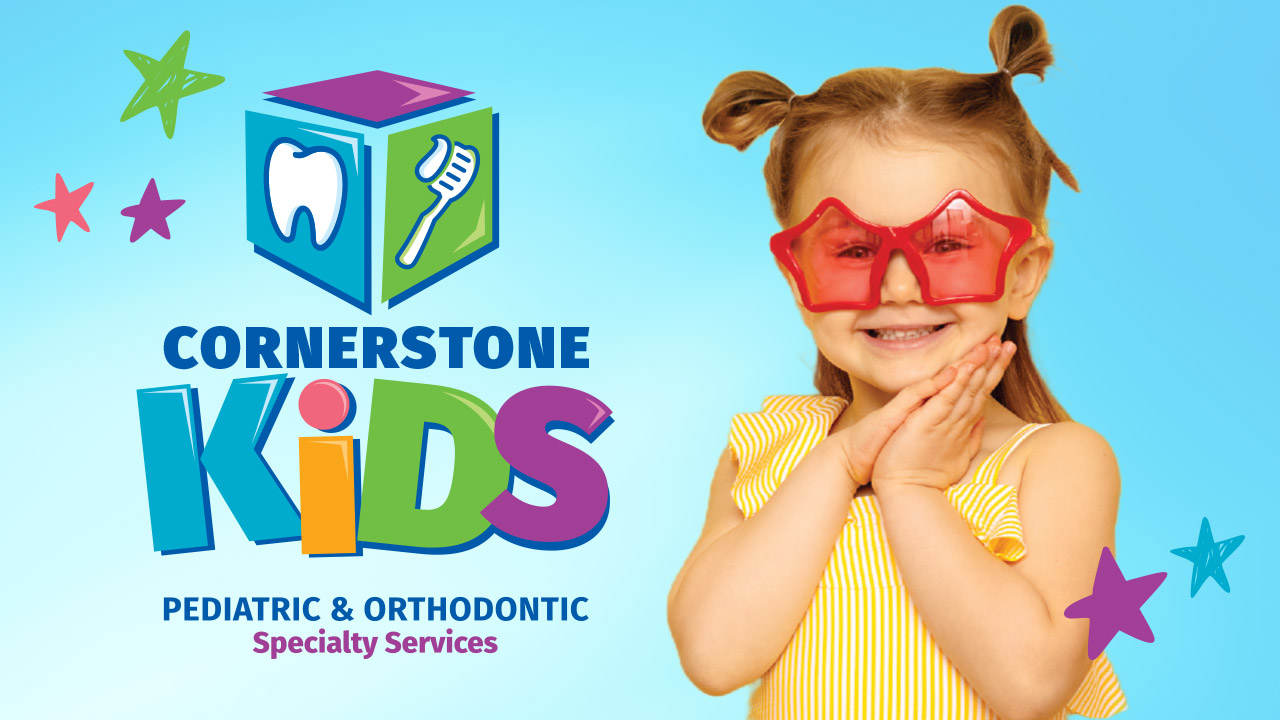 Cornerstone Kids logo and a young girl smiling