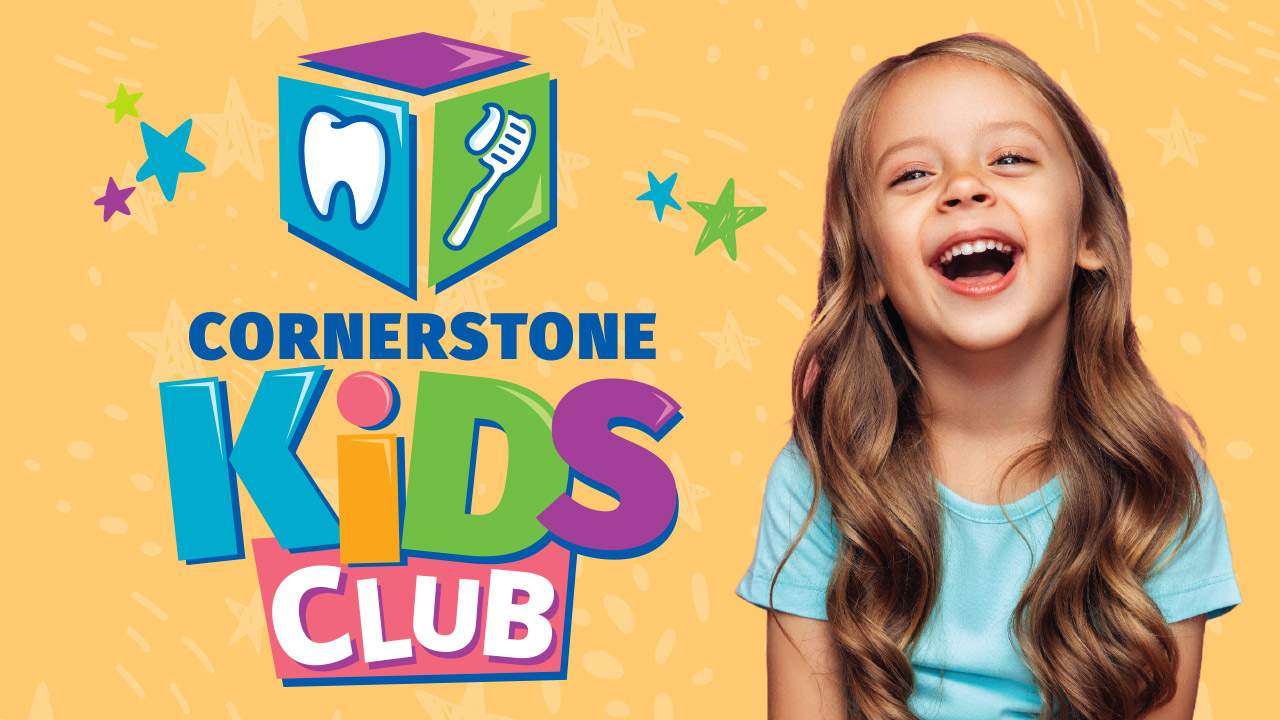 Cornerstone Kids Club logo and a young girl